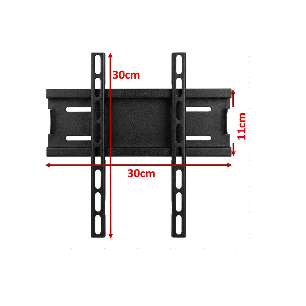 Siyah TV duvar askısı, 30x11cm ve 30cm genişlik ölçülerinde.