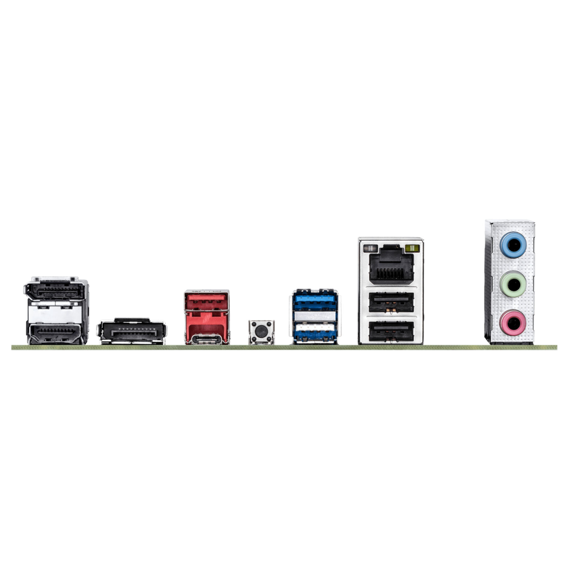Achterpaneel connectoren: HDMI, USB, audiostekkers en netwerkpoort.