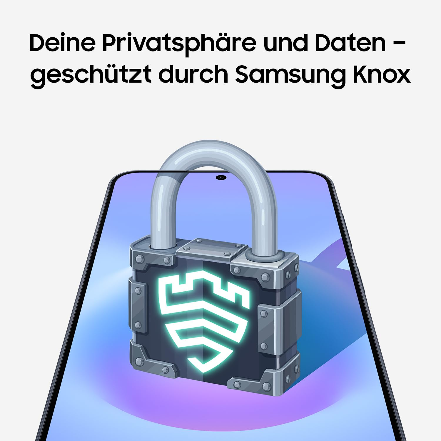 Ein Schloss-Symbol mit dem Samsung Knox Logo auf einem Smartphone-Bildschirm.