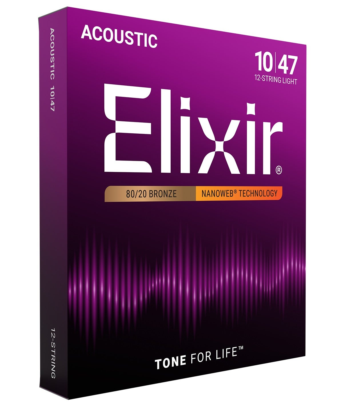Elixir 10-47 akustik gitar teli paketi, 12 telli, 80/20 bronz, Nanoweb.