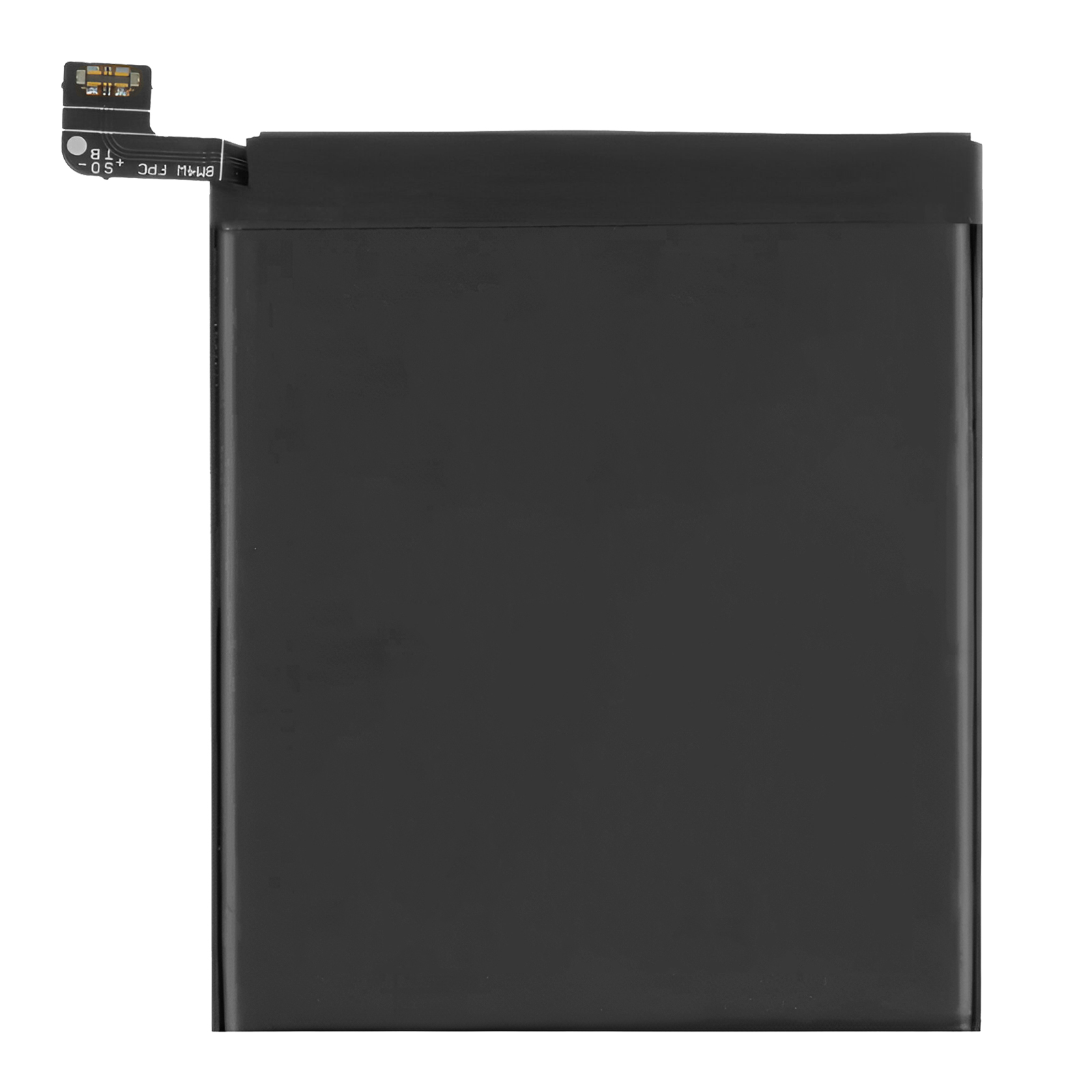 Schwarzer Akku mit einem Flexkabel und Beschriftung 'BM4W FPC +50 -TB'.
