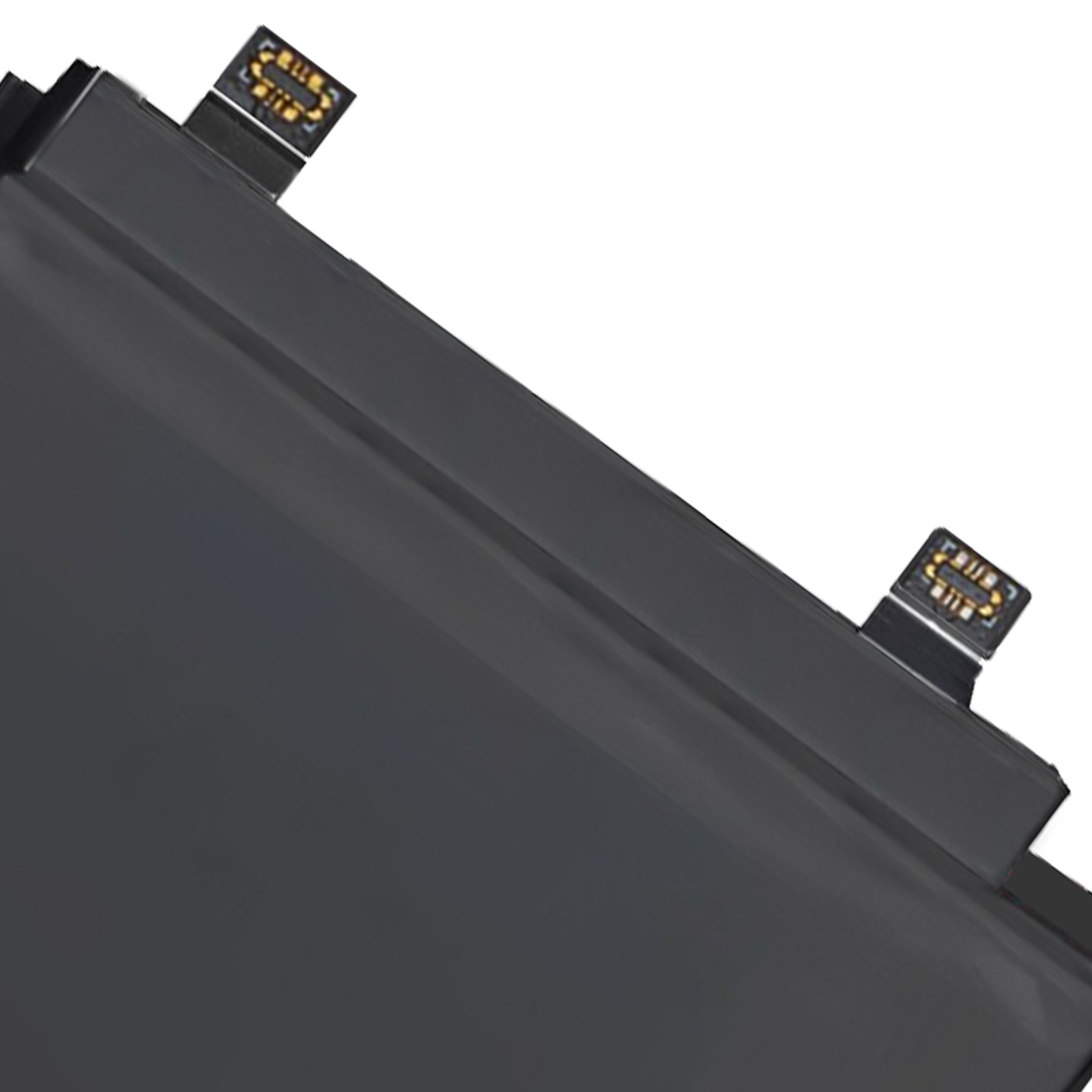 Batteria nera con due piccoli connettori in alto.