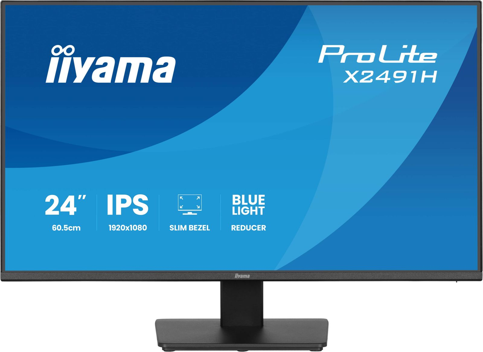 Ein schwarzer iiyama ProLite X2491H Monitor mit 24 Zoll IPS-Display.