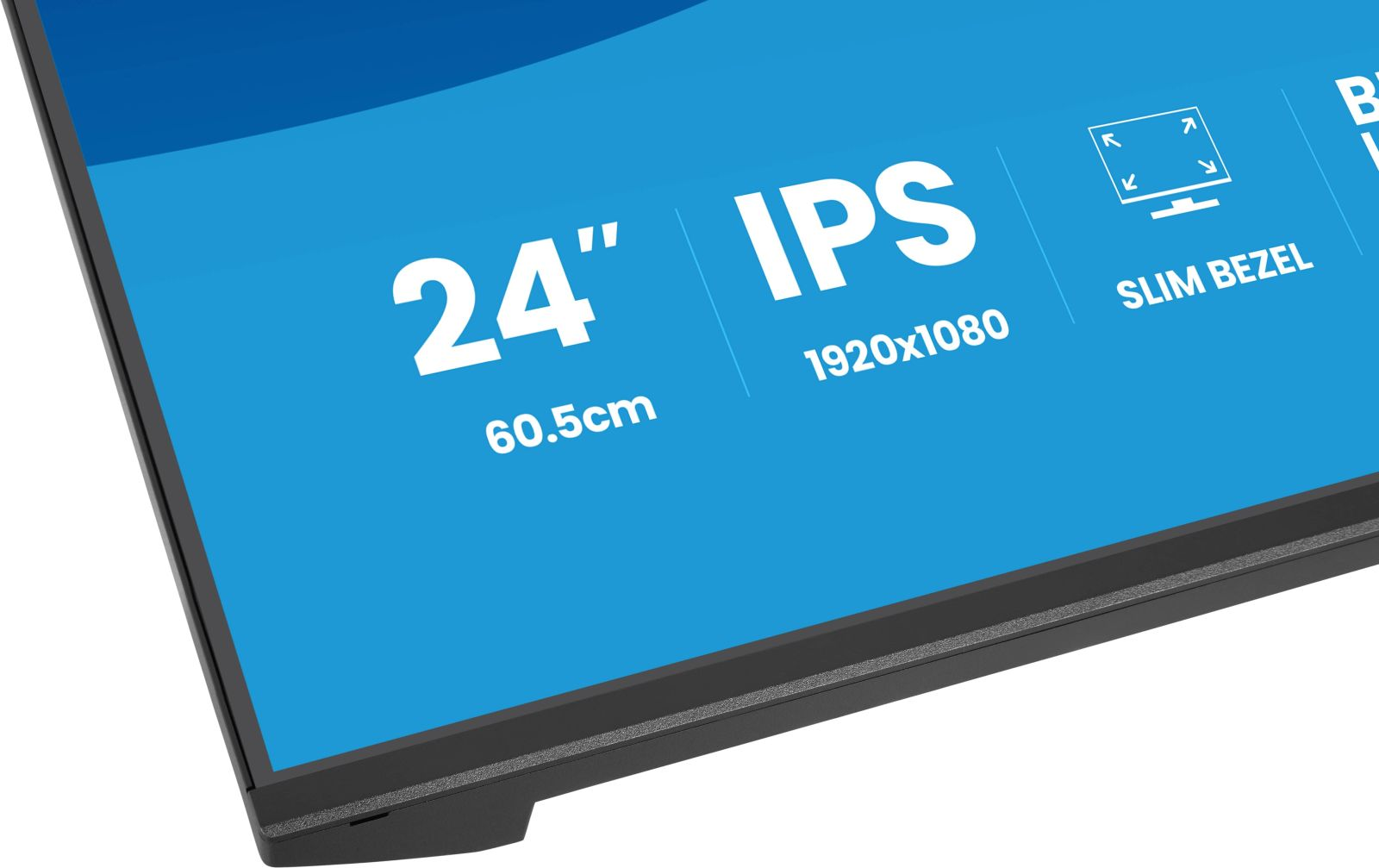 24 Zoll IPS Monitor mit 1920x1080 Auflösung und schlankem Rahmen.