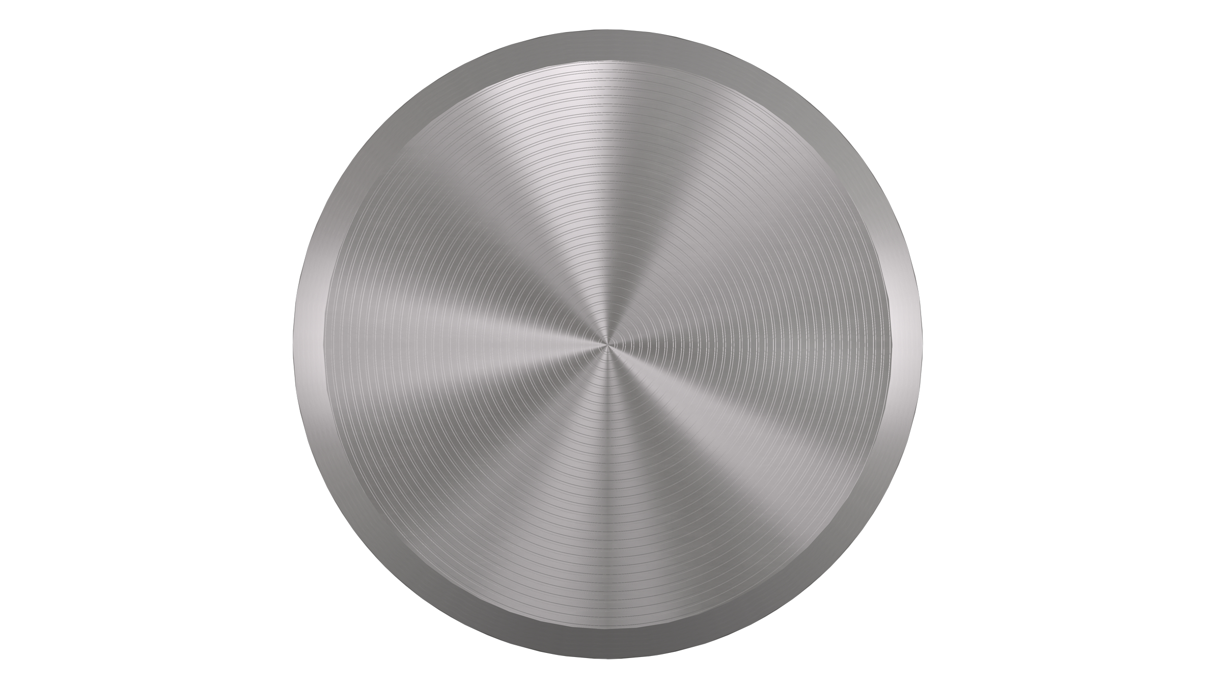 A silver, circular surface with concentric grooves.