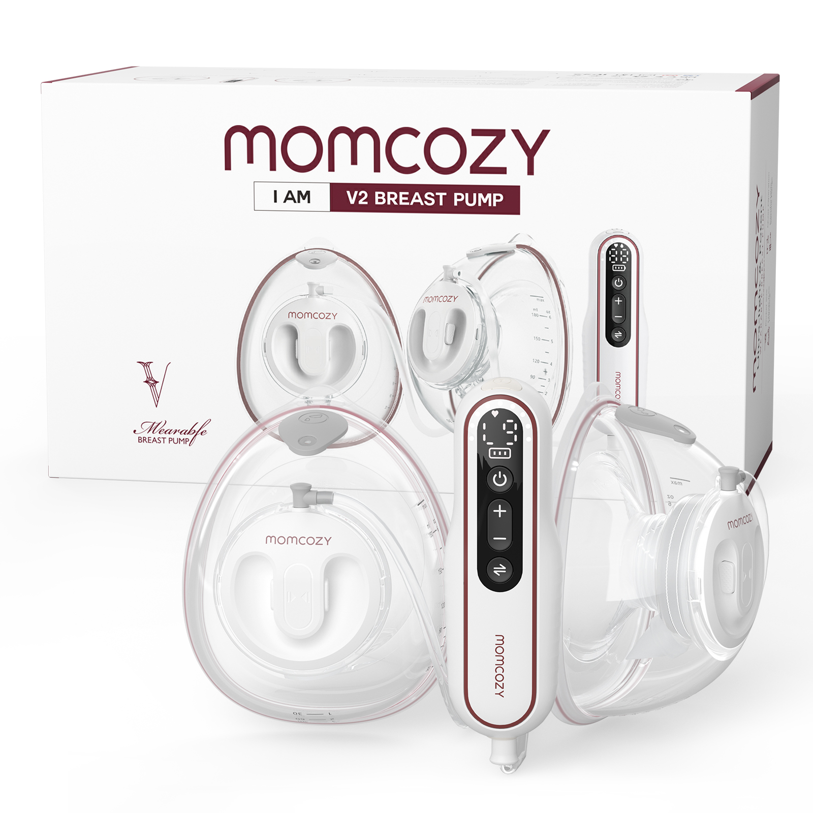 Przenośne laktatory Momcozy V2 i opakowanie.