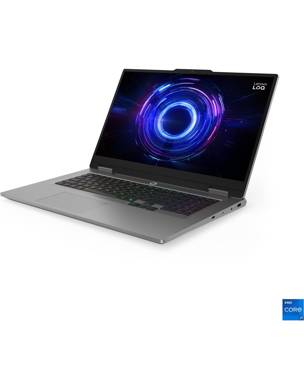 Arkadan aydınlatmalı klavyeli gümüş rengi dizüstü bilgisayar ve mavi çekirdek duvar kağıdı.
