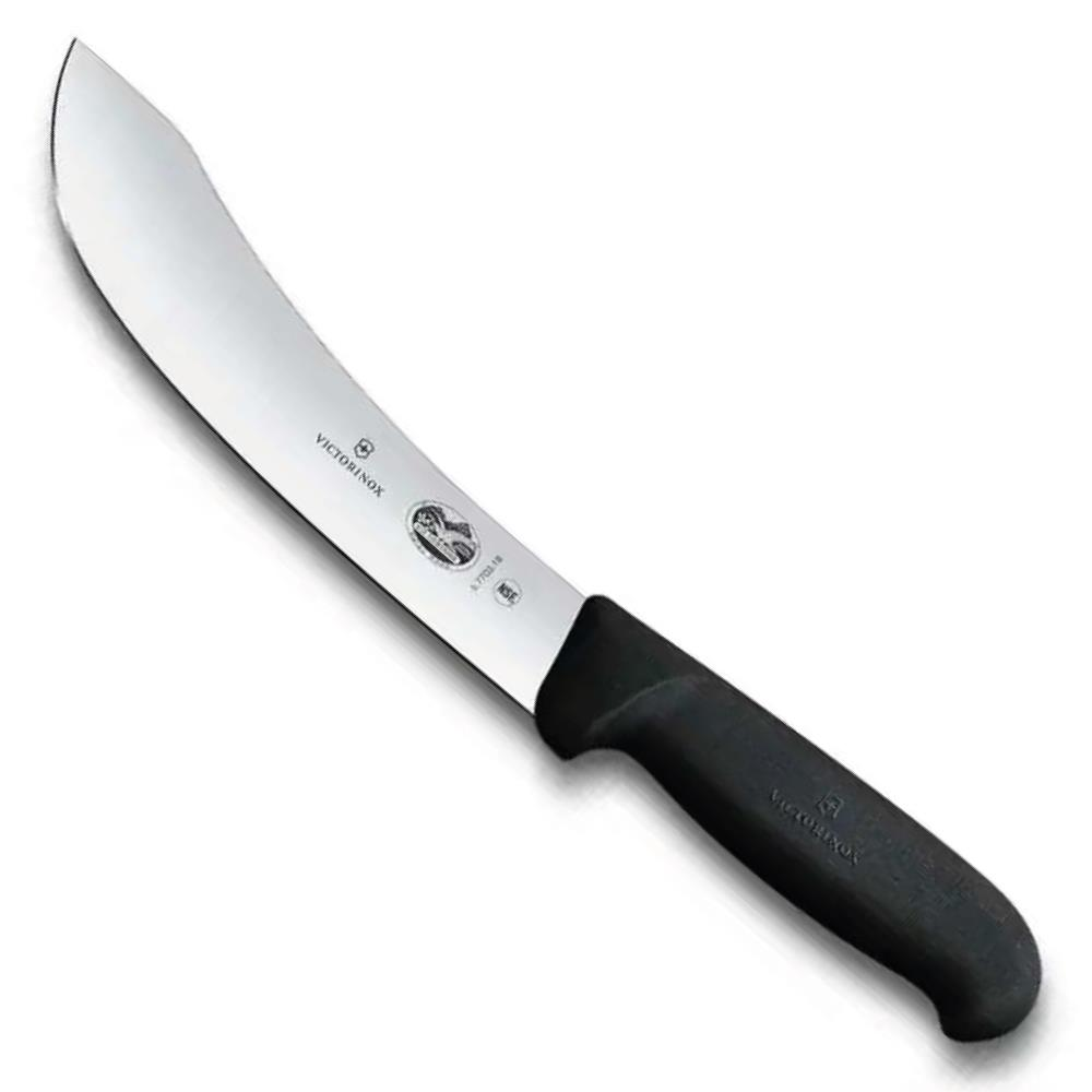 Eğri bıçaklı ve siyah saplı bir Victorinox bıçağı.