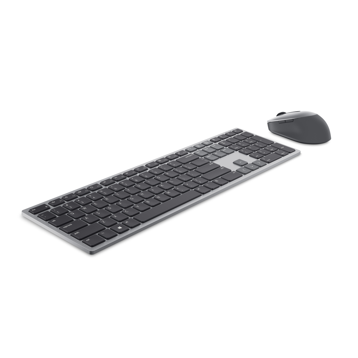 A gray keyboard and mouse on a white background.