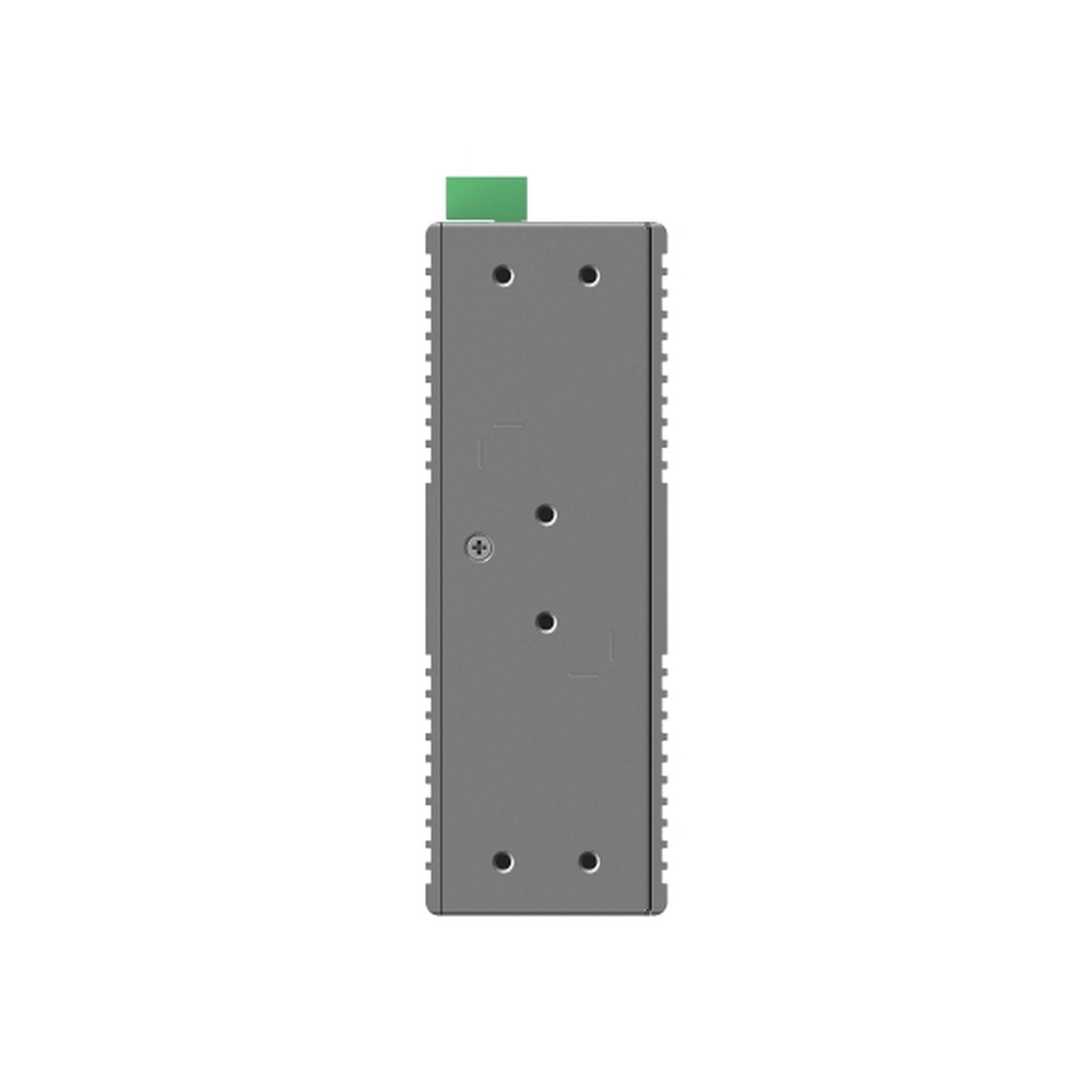Module rectangulaire gris avec un dessus vert et des trous de vis.