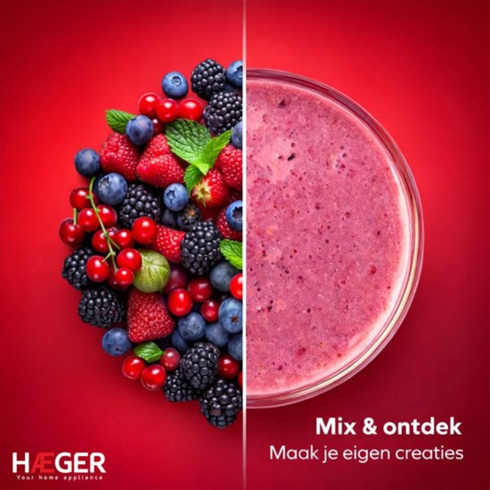 Berries and a smoothie on a red background.
