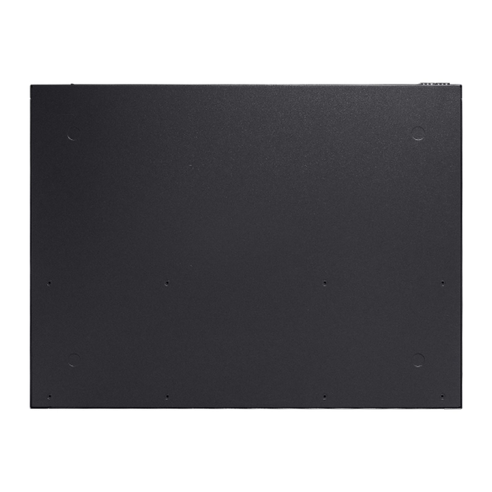 Boîtier rectangulaire noir avec trous de vis visibles et surface texturée.