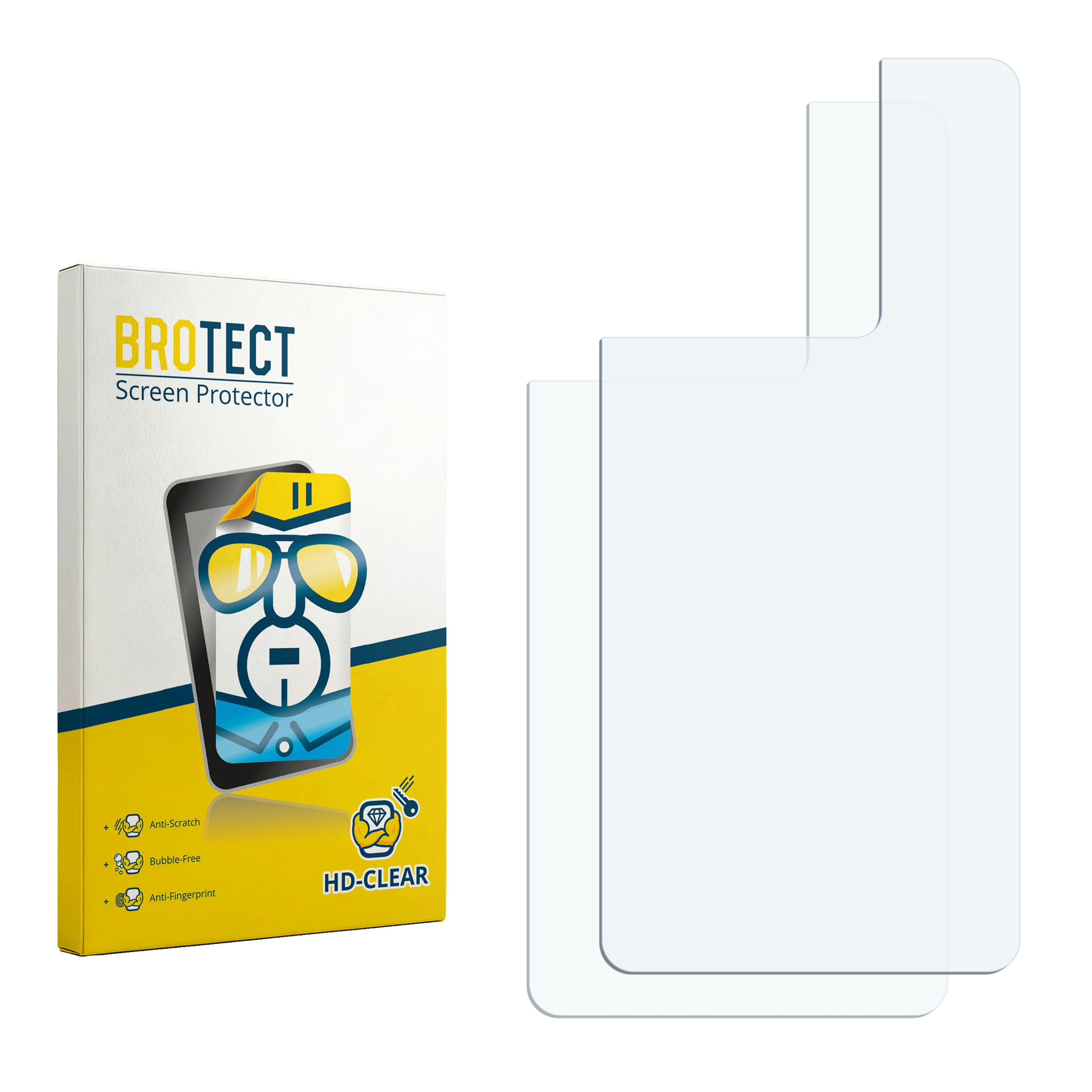 Verpackung für BROTECT Displayschutzfolien mit zwei Schutzfolien.