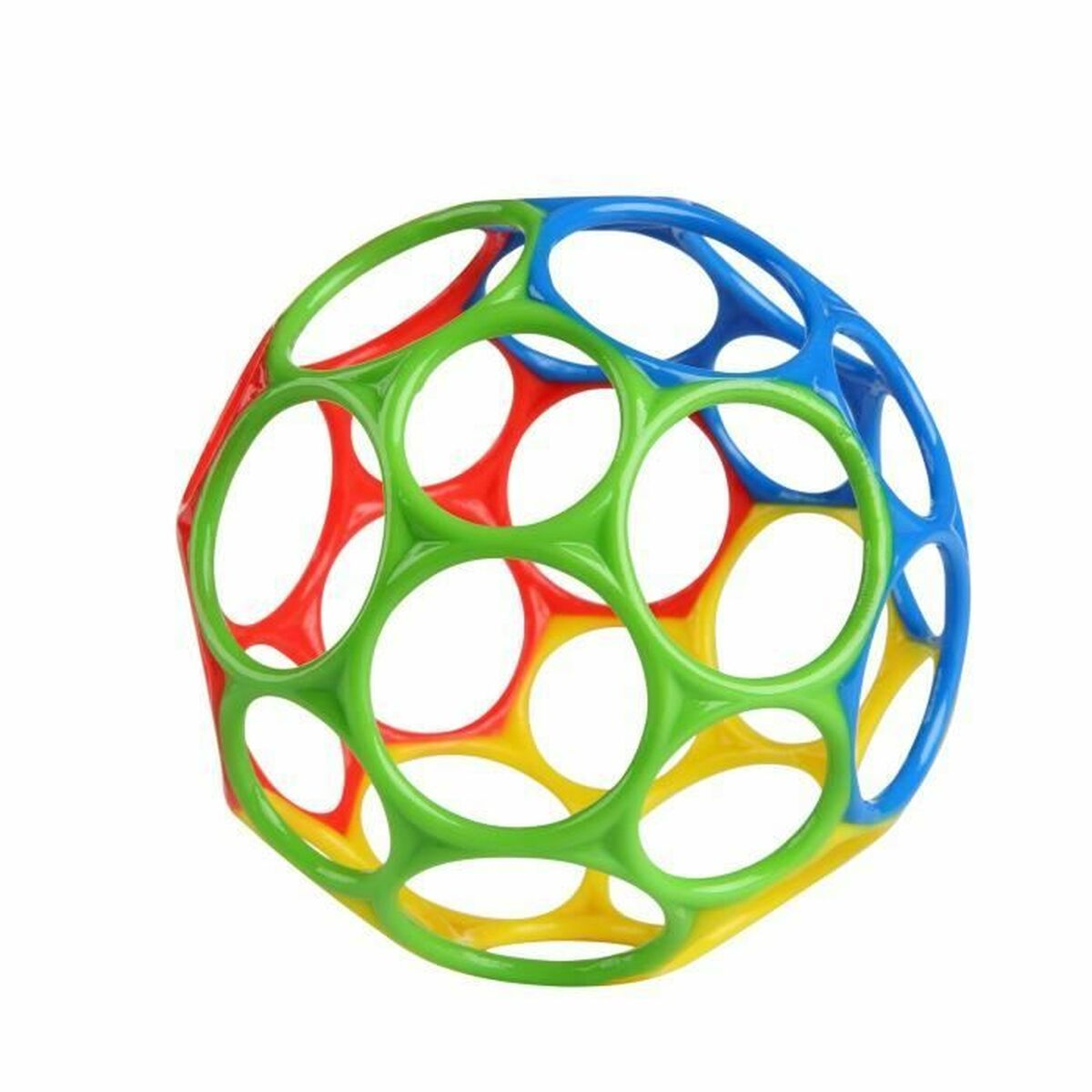 Ein bunter Oball mit roten, grünen, blauen und gelben Ringen.