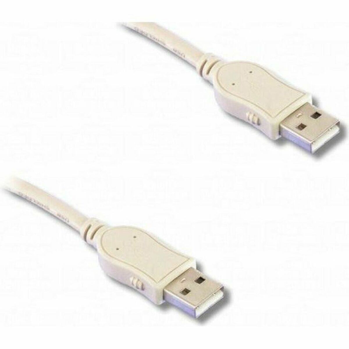Due cavi USB bianchi con connettori su sfondo bianco.