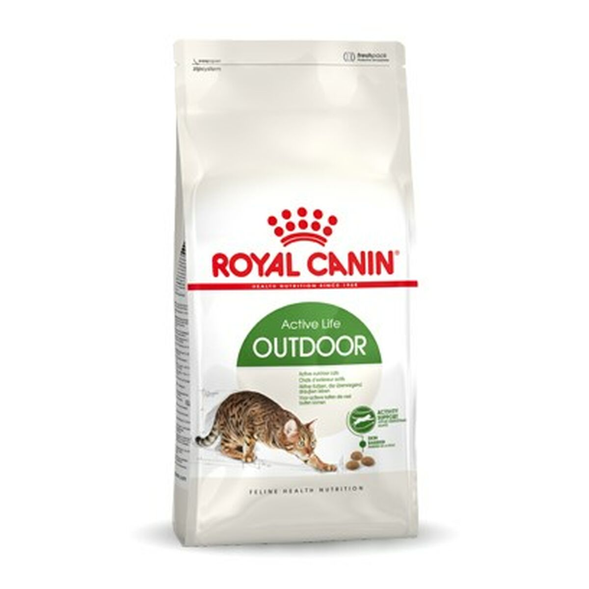 Torba karmy dla kotów Royal Canin Outdoor z kotem.