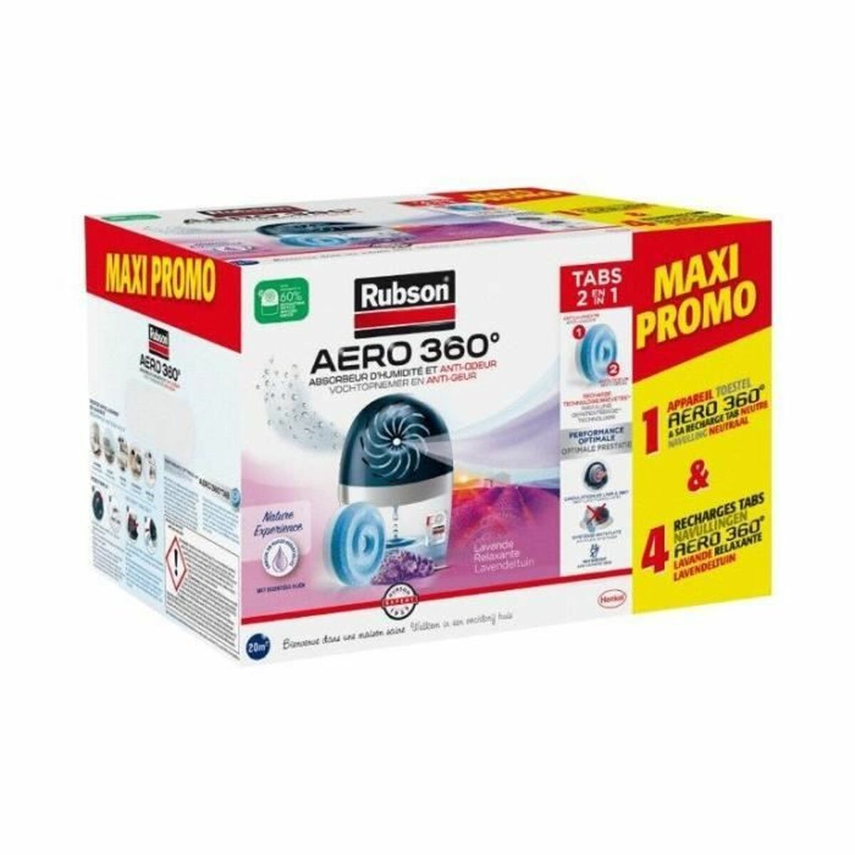 Scatola per deumidificatore Rubson AERO 360° profumo lavanda.