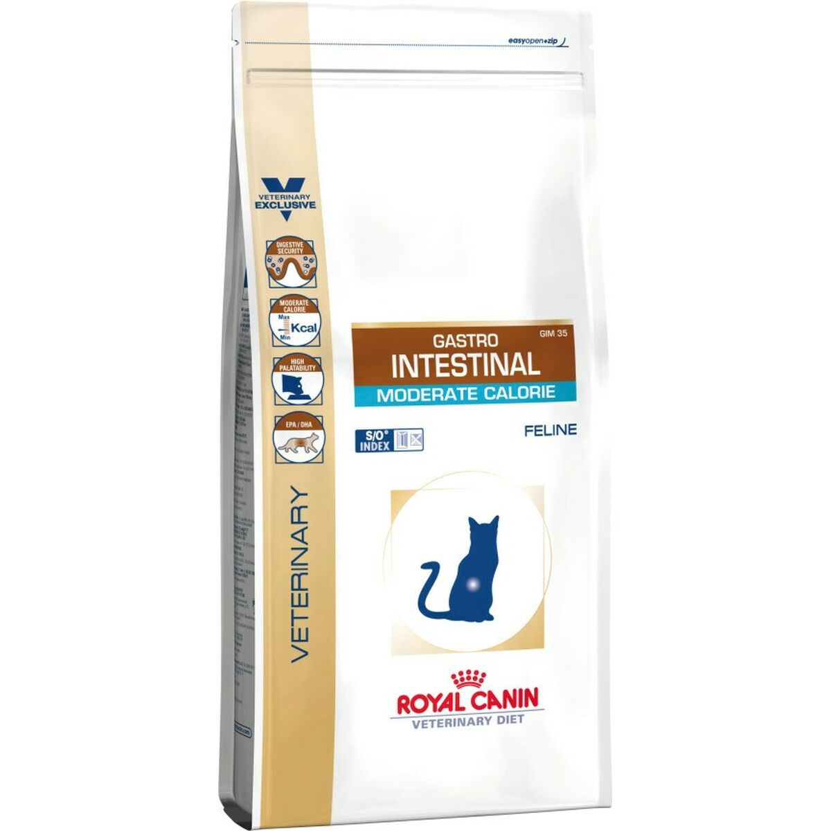 Bolsa de comida Royal Canin Gastrointestinal para gatos, caloría moderada.
