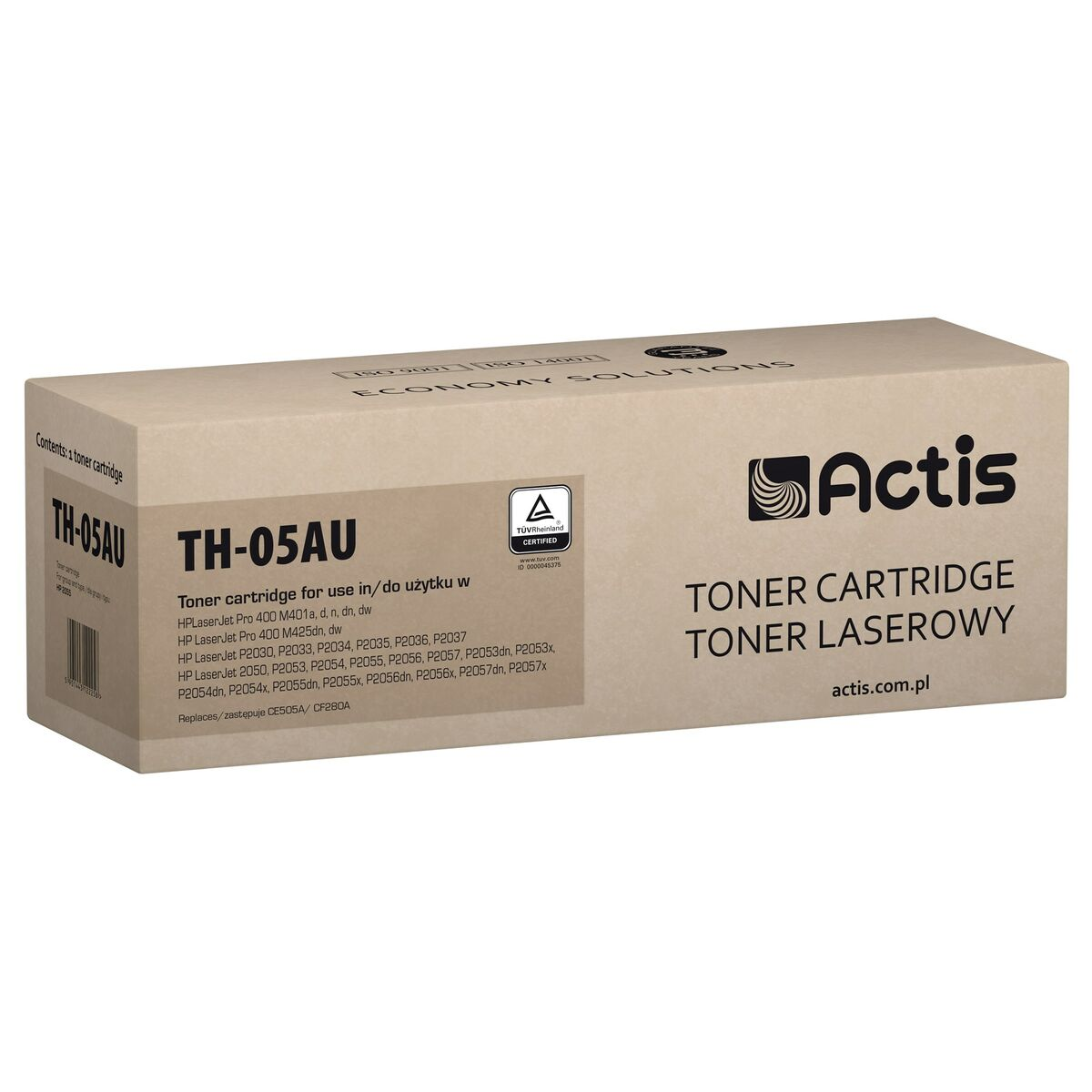 Toner Actis TH-05AU do drukarek HP LaserJet, kompatybilny z wieloma modelami.