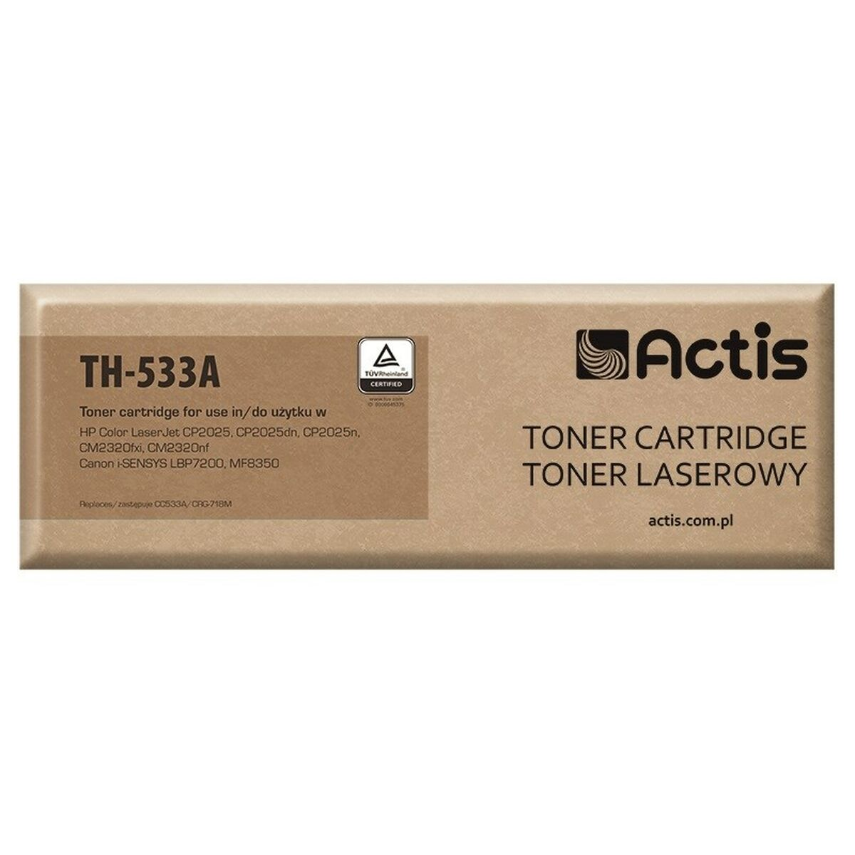 Toner Actis TH-533A, certyfikat TÜV Rheinland, do drukarek HP i Canon.