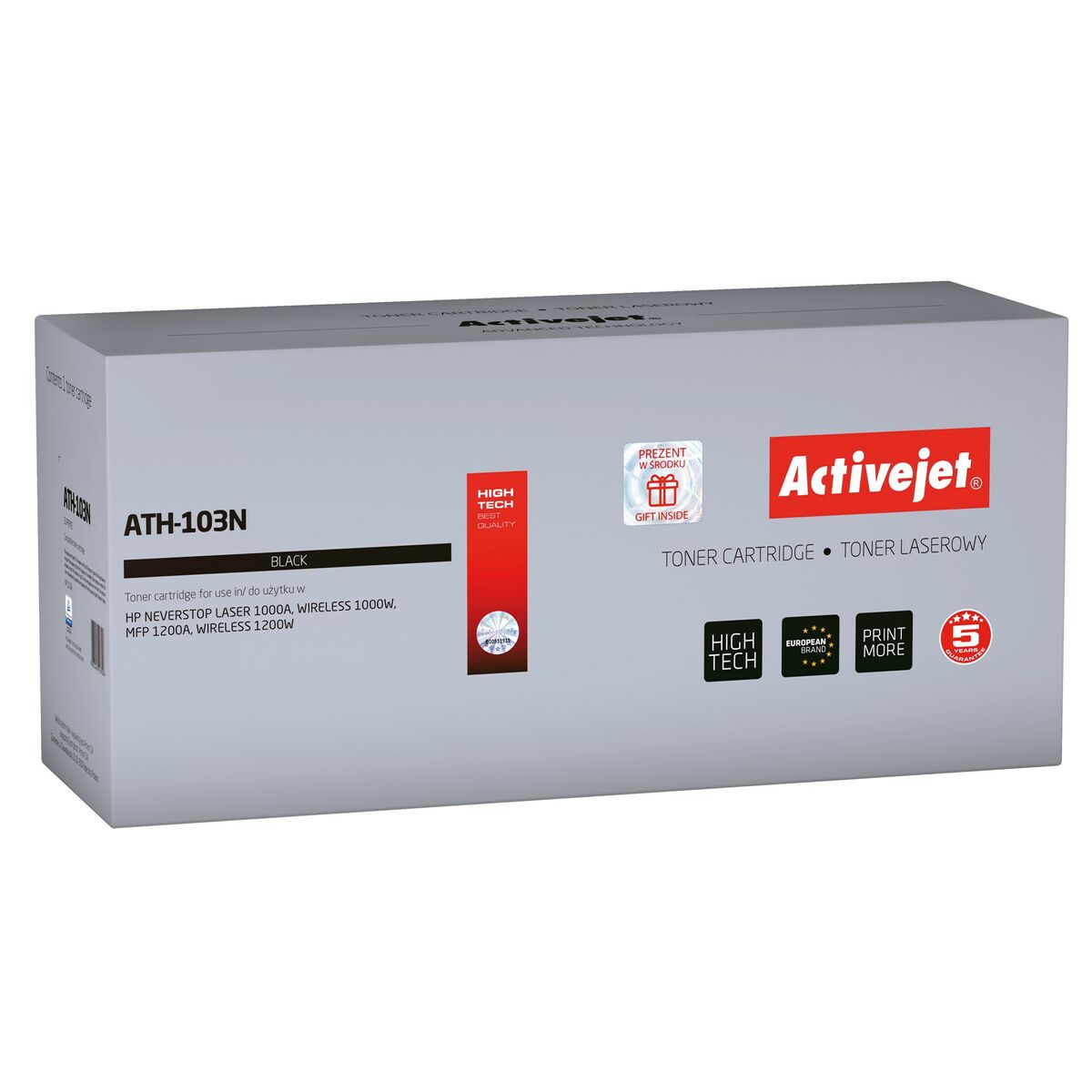 Confezione toner nero Activejet ATH-103N per stampanti laser HP Neverstop.