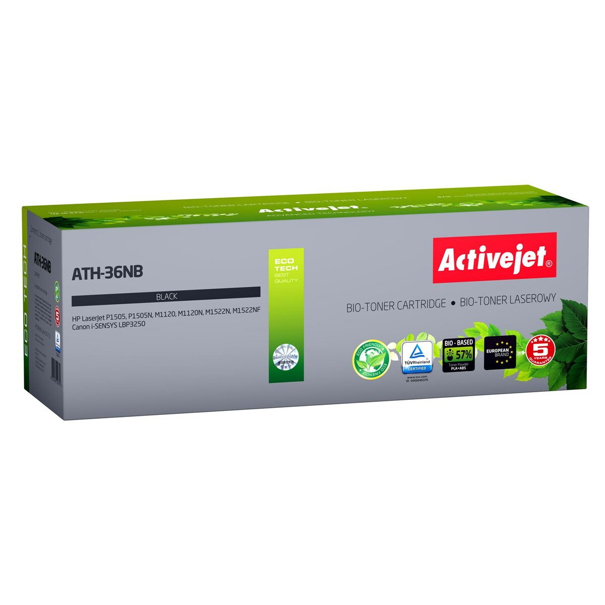 Cartuccia toner bio Activejet ATH-36NB nera per stampanti HP e Canon.