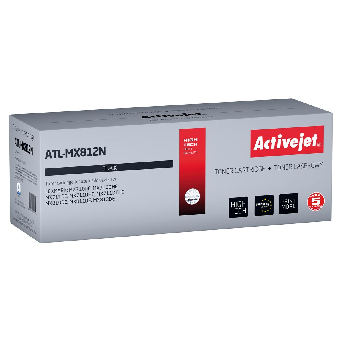 Pudełko czarnego tonera Activejet ATL-MX812N do drukarek Lexmark.