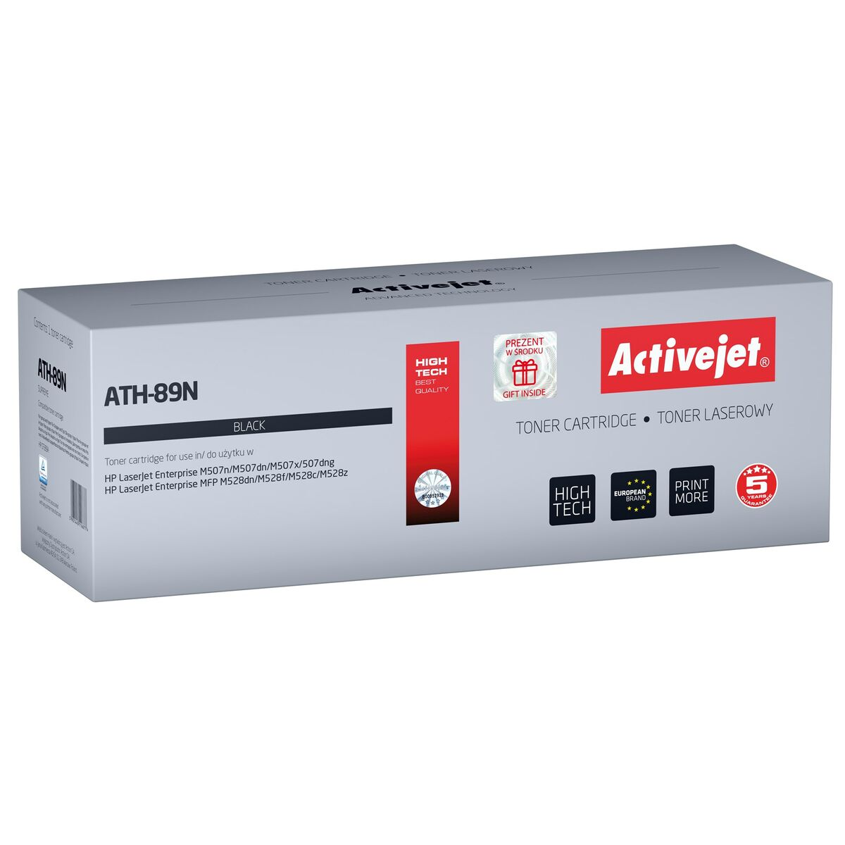Pudełko czarnego tonera Activejet ATH-89N do drukarek HP LaserJet Enterprise.