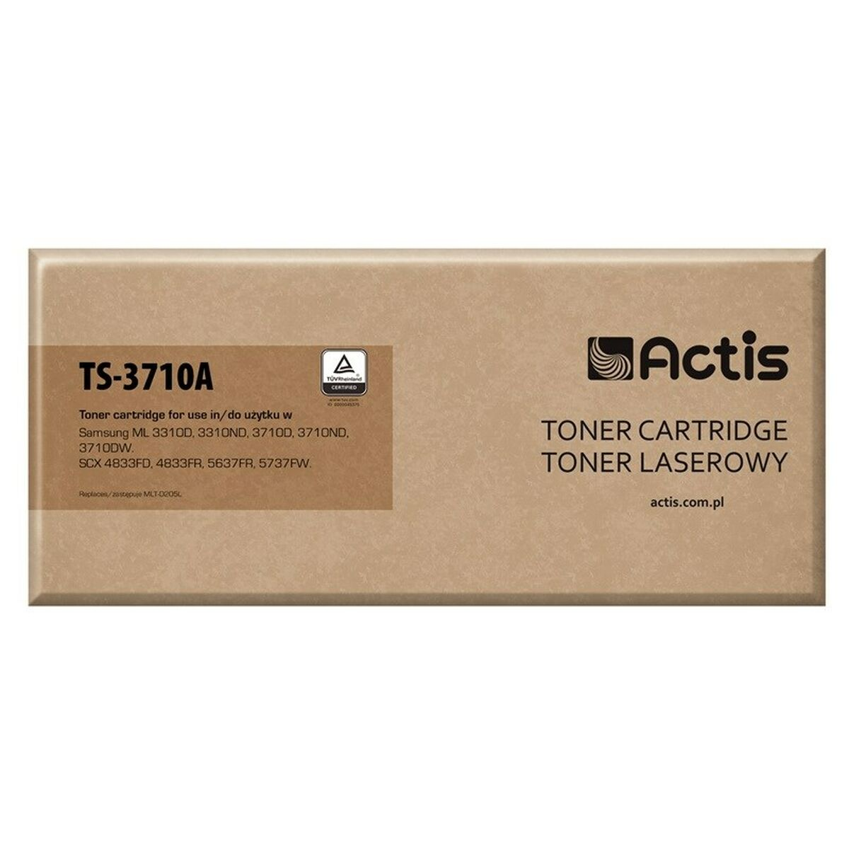 Toner Actis TS-3710A do drukarek Samsung, brązowe opakowanie.