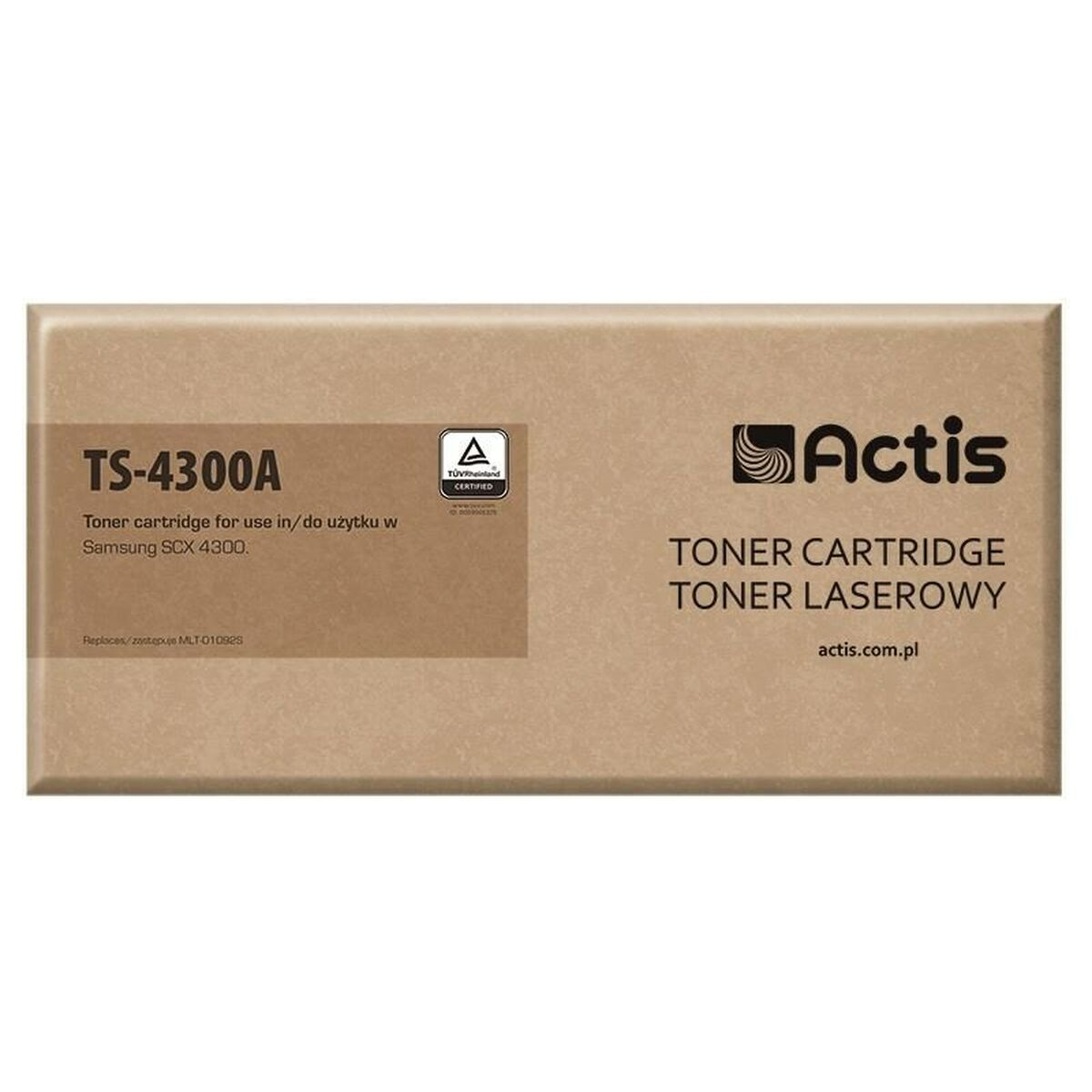 Toner Actis TS-4300A do Samsung SCX 4300, certyfikat TÜV Rheinland.