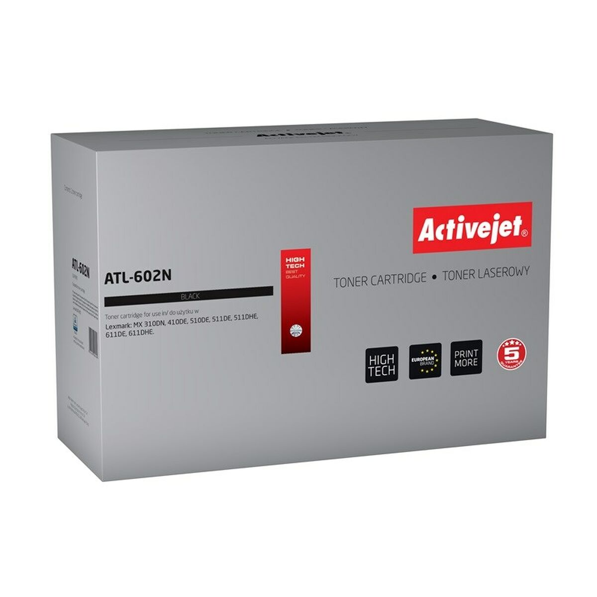 Scatola di cartuccia toner nero Activejet ATL-602N per stampanti Lexmark.