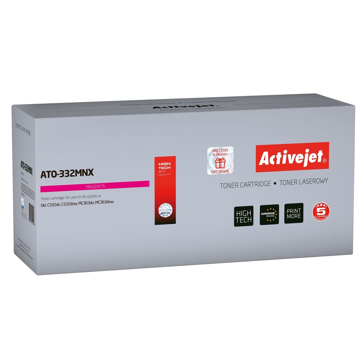 Cartuccia toner Activejet ATO-332MNX Magenta per stampanti Oki, 5 anni garanzia.
