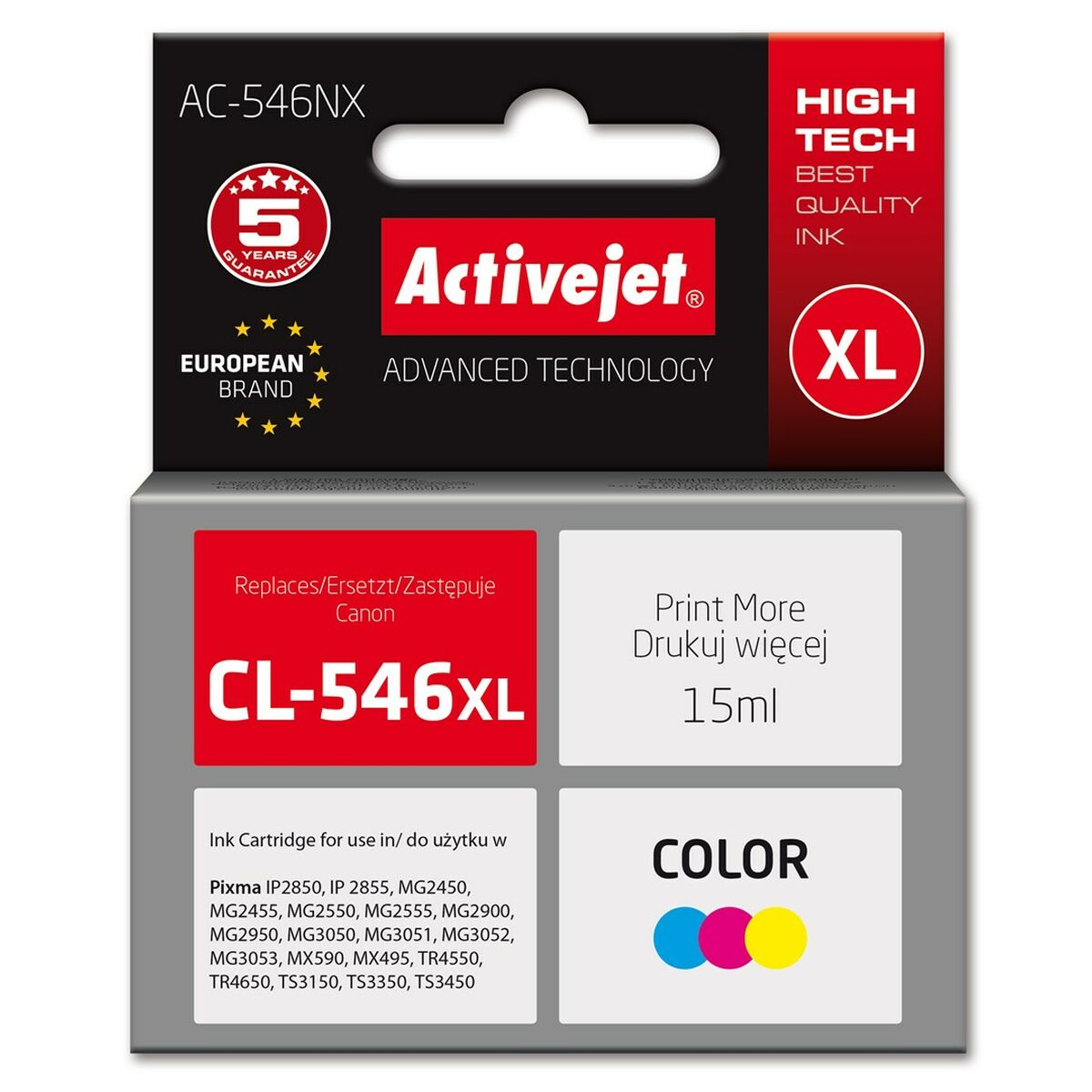 Tusz Activejet CL-546XL do Canon, kolorowy, 15ml.