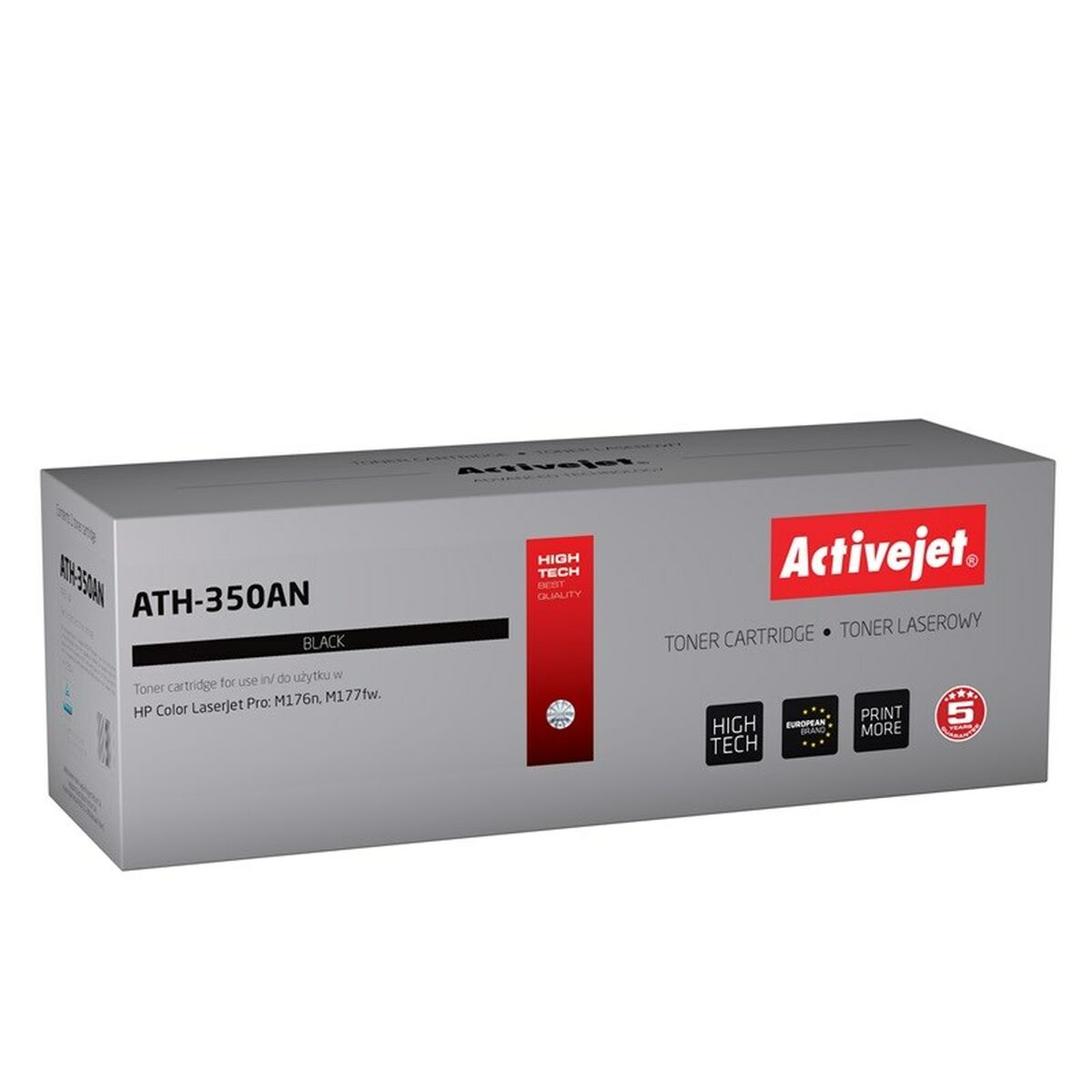 Boîte grise avec toner Activejet pour imprimante HP, modèle ATH-350AN.