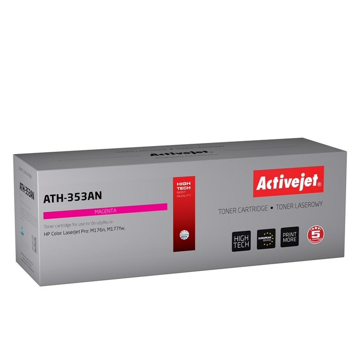 Scatola grigia per toner magenta Activejet, modello ATH-353AN.