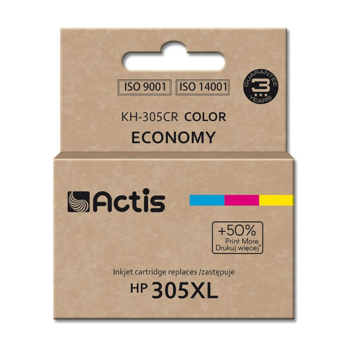 Opakowanie wkładu atramentowego Actis KH-305CR COLOR ECONOMY, zamiennik HP 305XL.