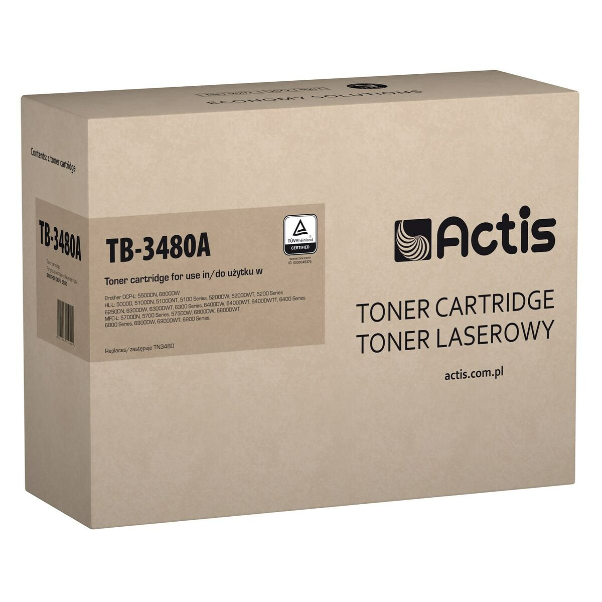 Toner Actis TB-3480A do drukarek Brother, certyfikat TUV.