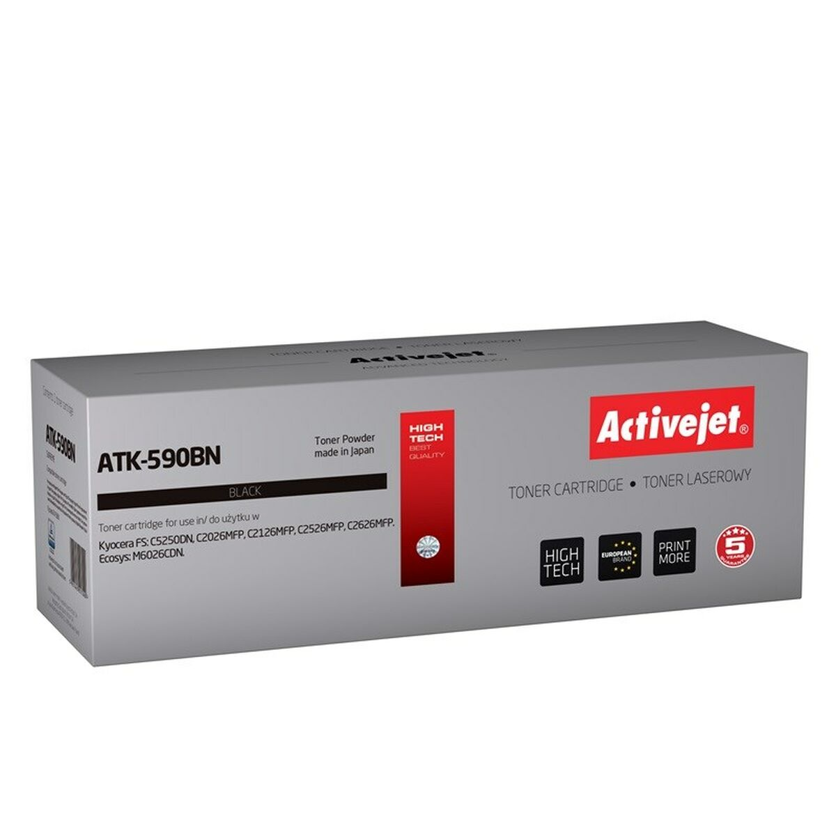 Czarny toner ATK-590BN Activejet, wyprodukowano w Japonii.