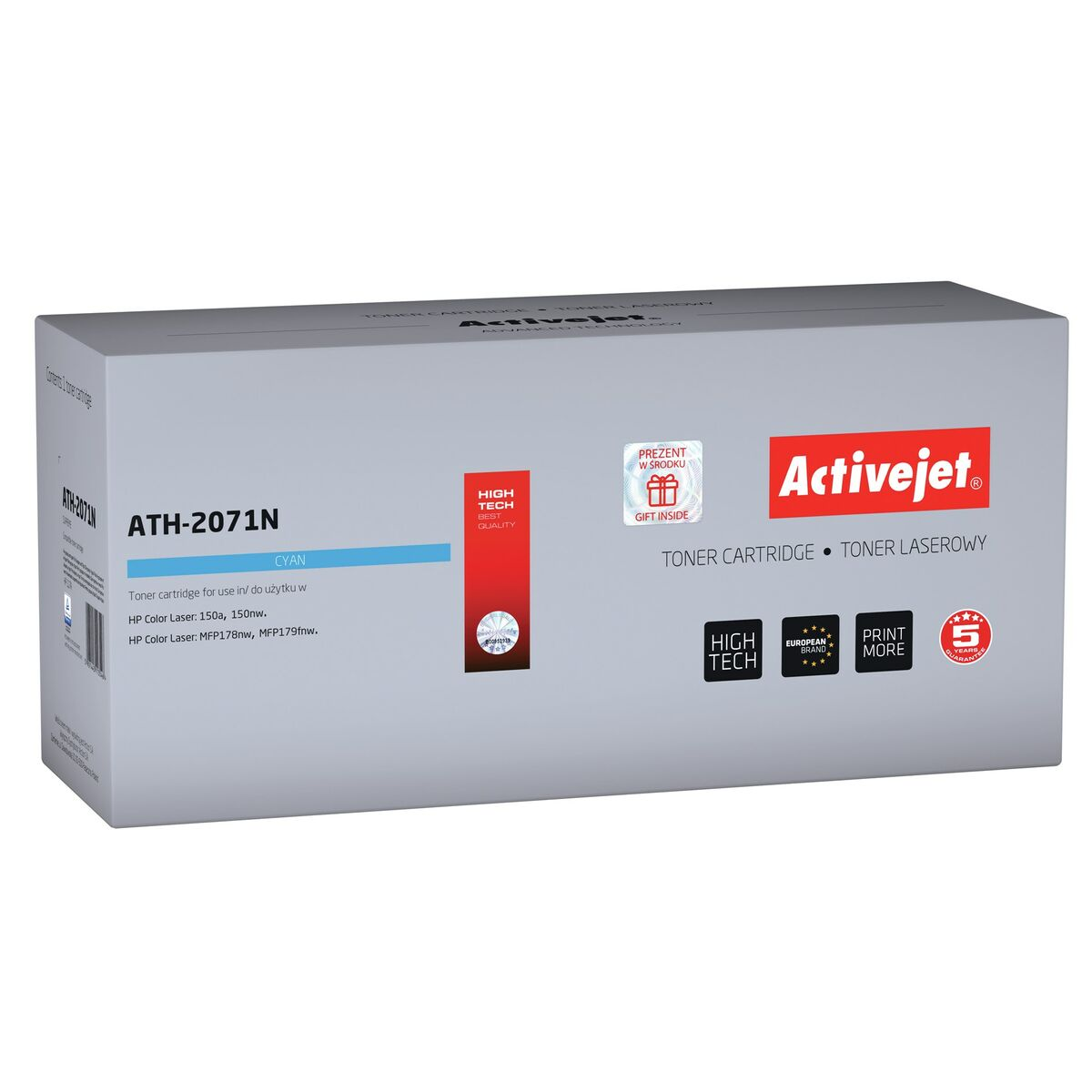 Pudełko z cyjanową kasetą Activejet do drukarek HP Color Laser.
