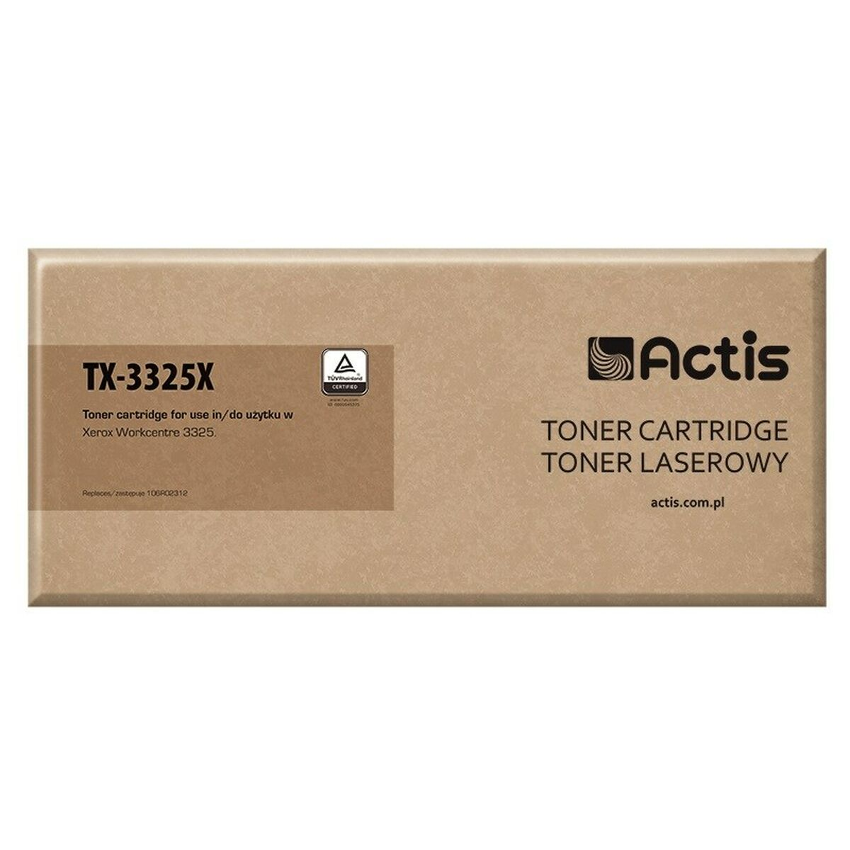 Cartuccia toner Actis TX-3325X per Xerox Workcentre 3325, confezione marrone.