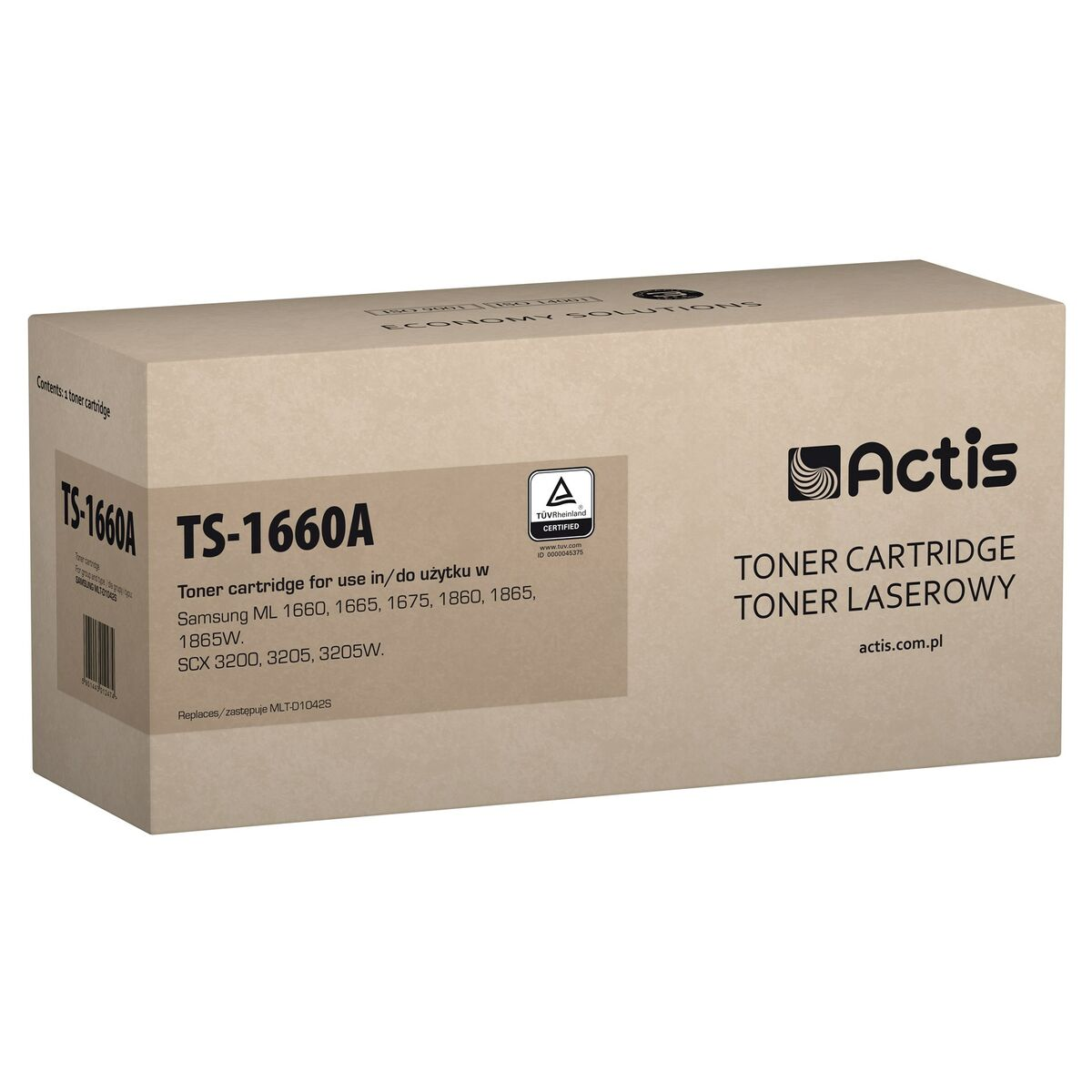 Pudełko z modelem kartridża do tonera Actis TS-1660A.