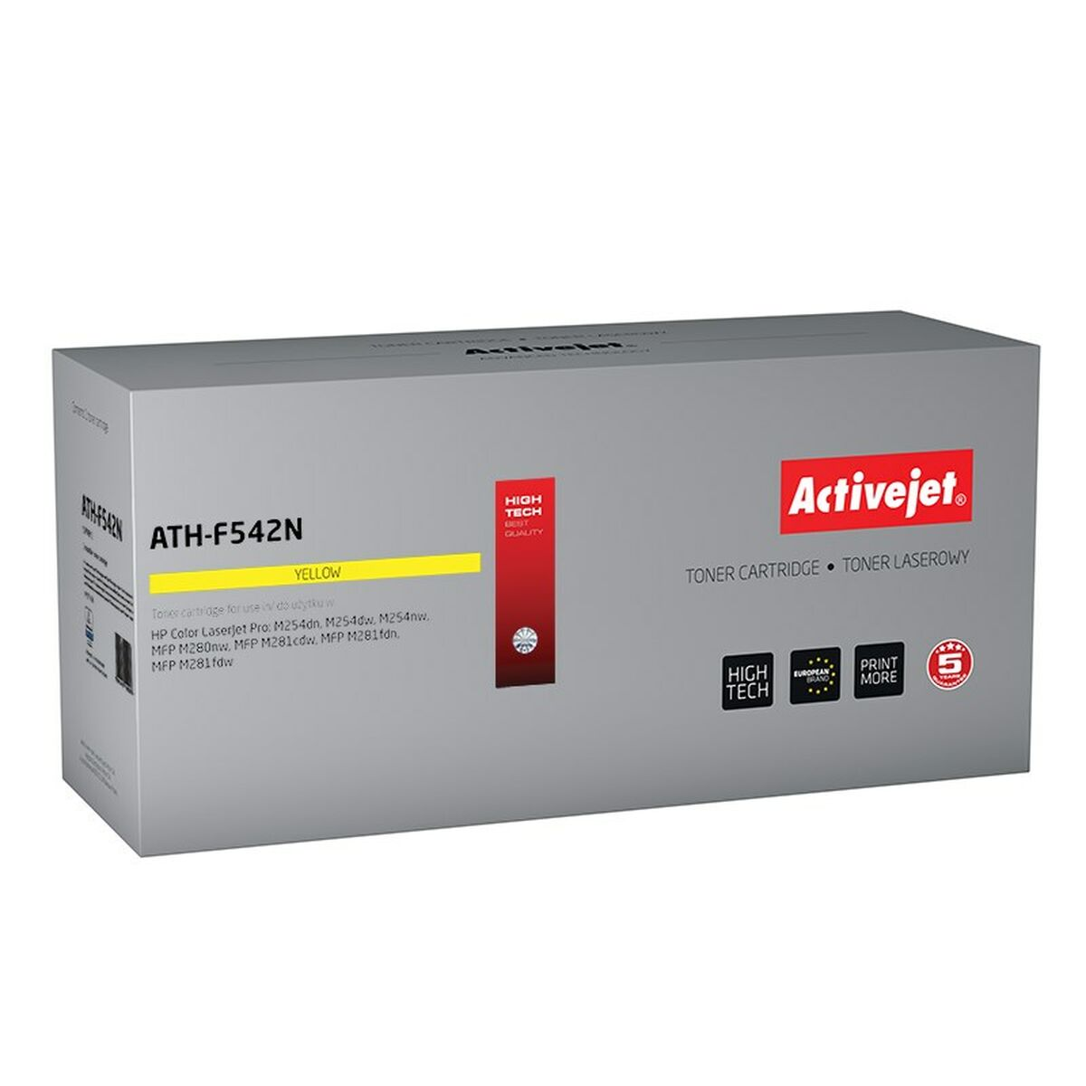 Pudełko z żółtym tuszem Activejet ATH-F542N.
