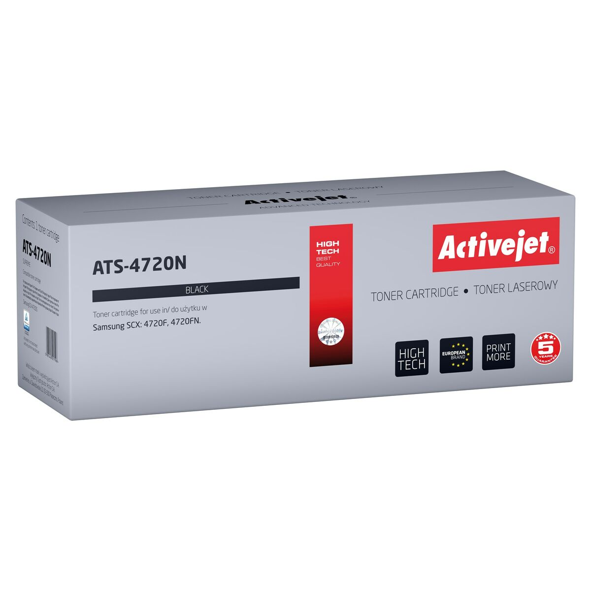 Pudełko czarnego tonera Activejet ATS-4720N do drukarek Samsung.