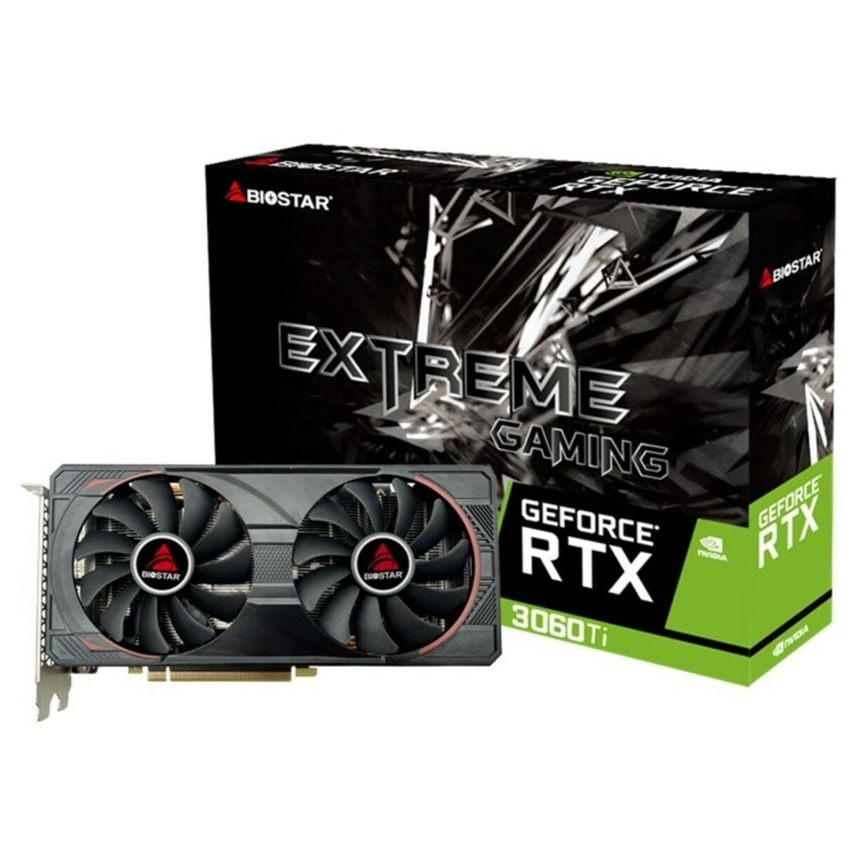 Karta graficzna Biostar Extreme Gaming z pudełkiem RTX 3060 Ti.