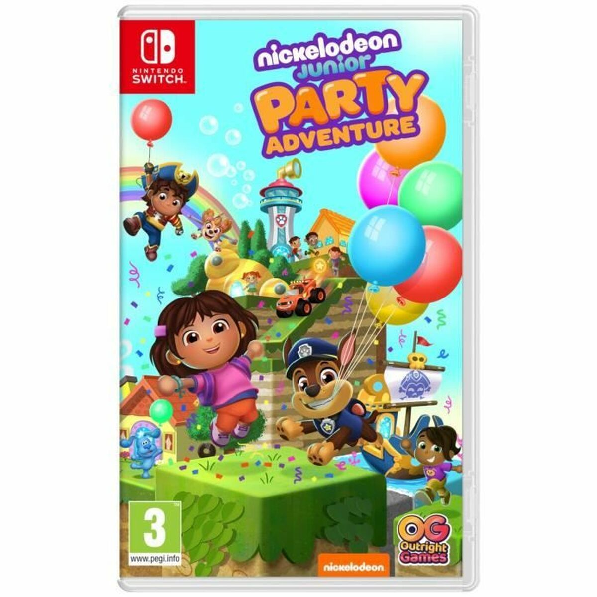 Nickelodeon Junior Party Adventure Spielhülle mit Dora, Chase und anderen Figuren.