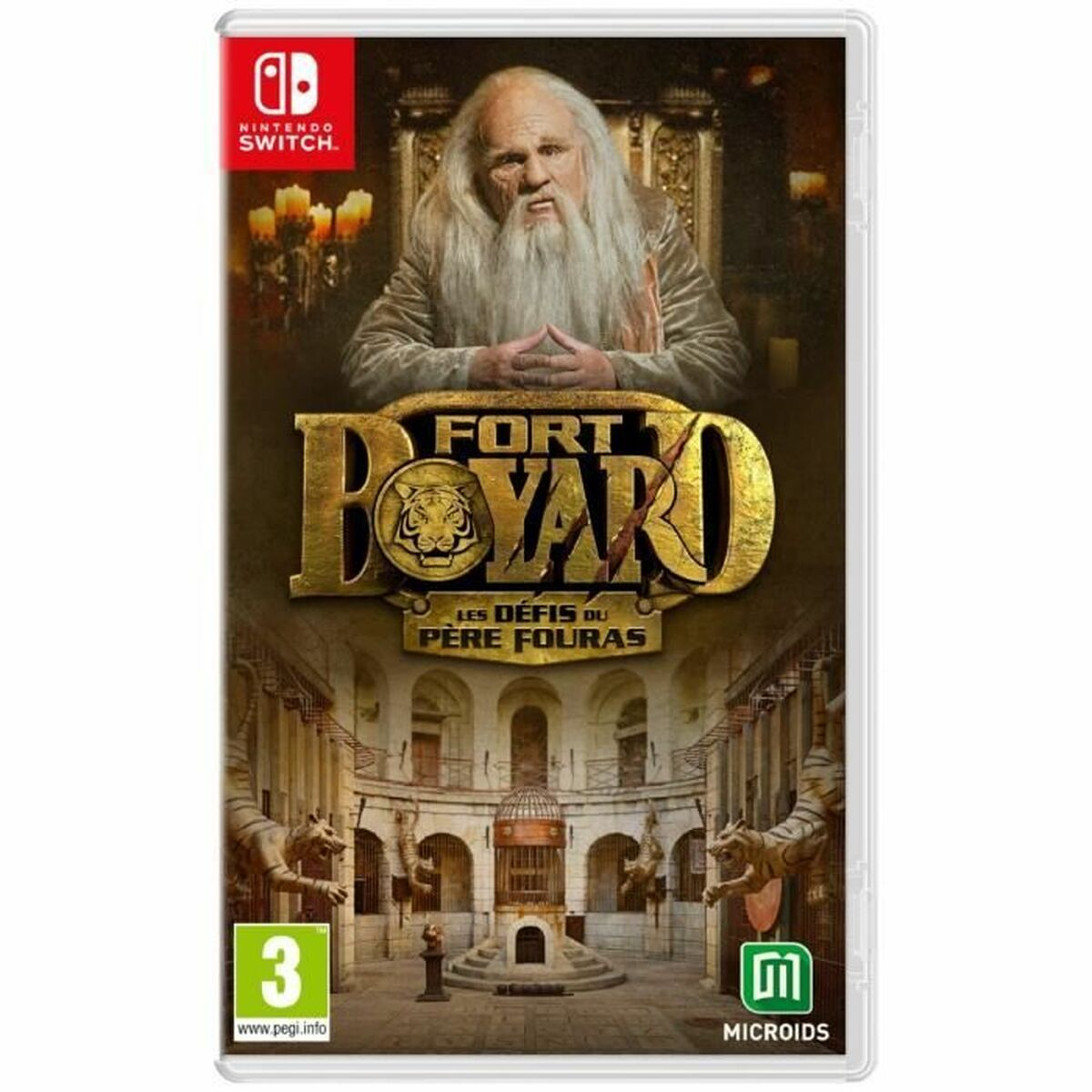 Copertina gioco Nintendo Switch con un anziano barbuto e il logo 'Fort Boyard'.