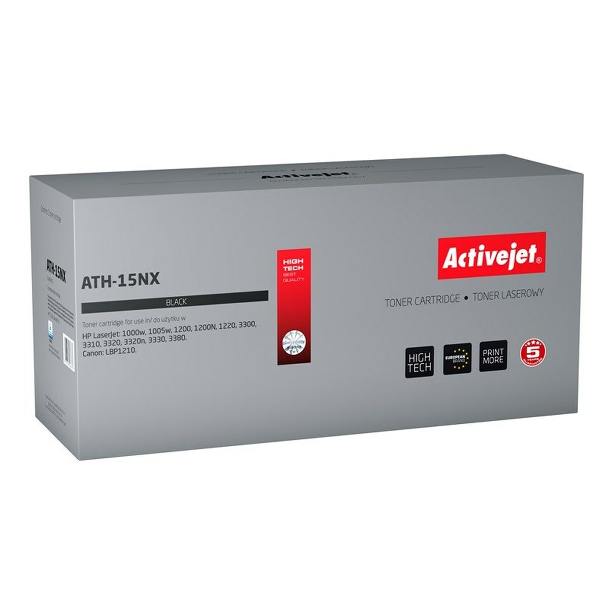 Pudełko czarnego tonera Activejet ATH-15NX do drukarek HP LaserJet i Canon.