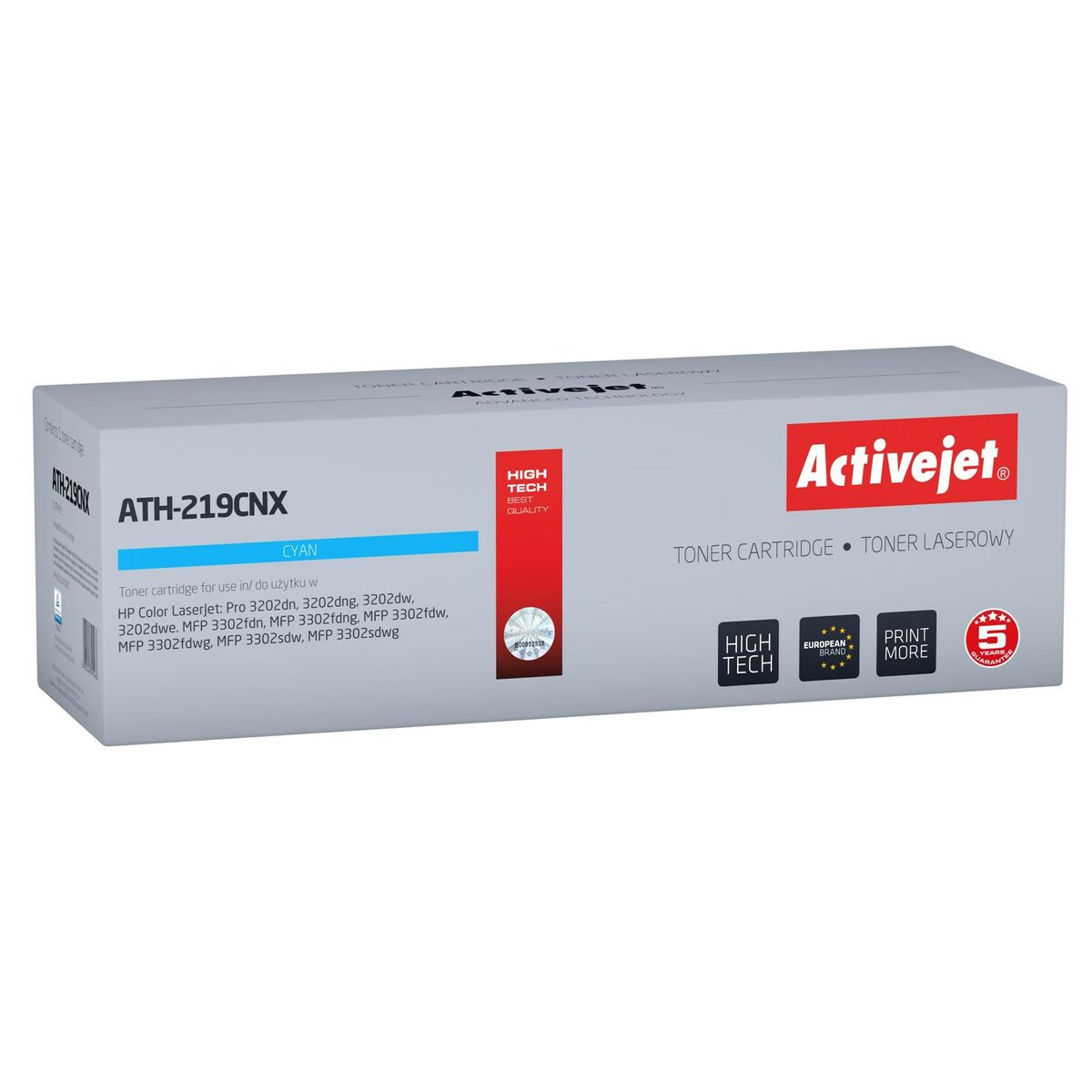 Una cartuccia toner Activejet ATH-219CNX ciano per stampanti HP LaserJet.