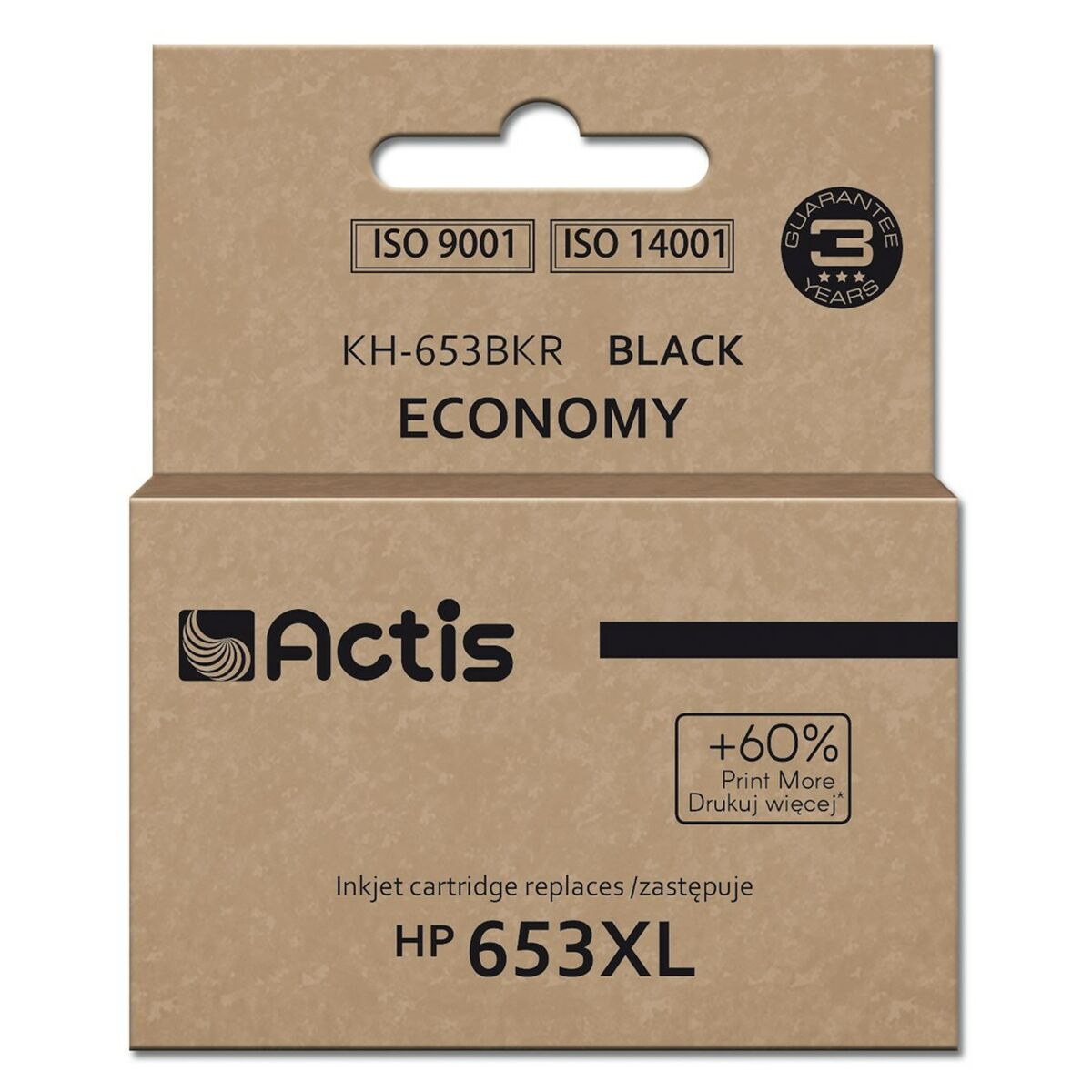 Boîte en carton pour cartouche d'encre Actis KH-653BKR BLACK ECONOMY.