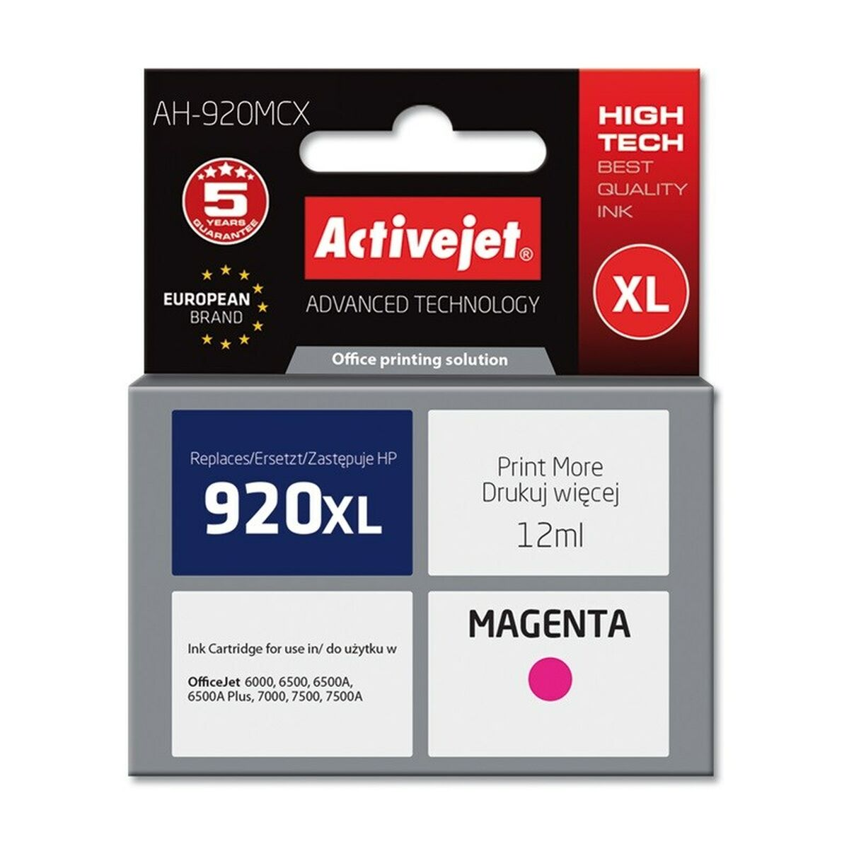 Tusz Activejet 920XL Magenta, 12ml, do drukarek OfficeJet.
